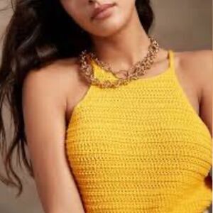Yellow Crochet tank Top